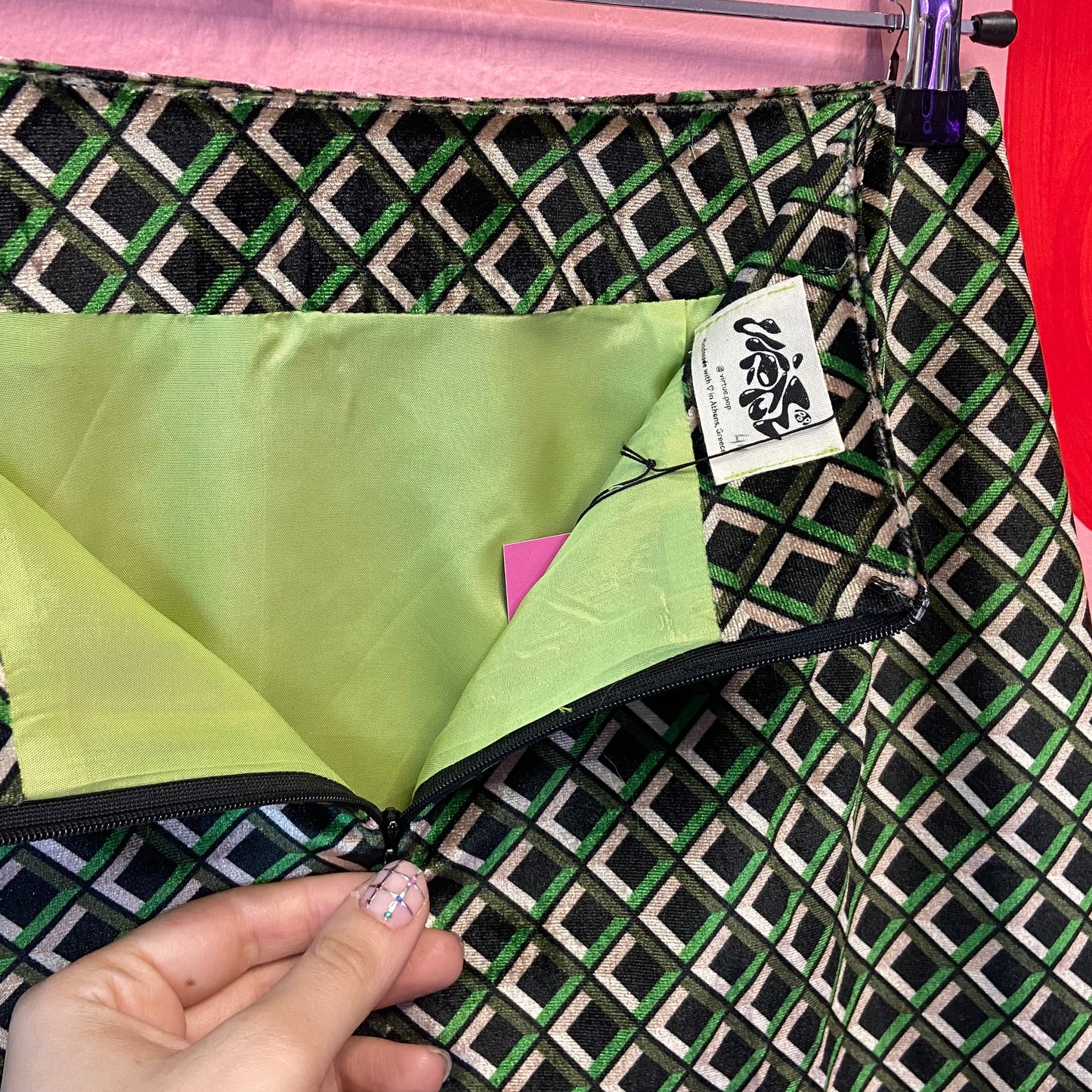 ‘Green Velvet Paradise’ Mini Skirt