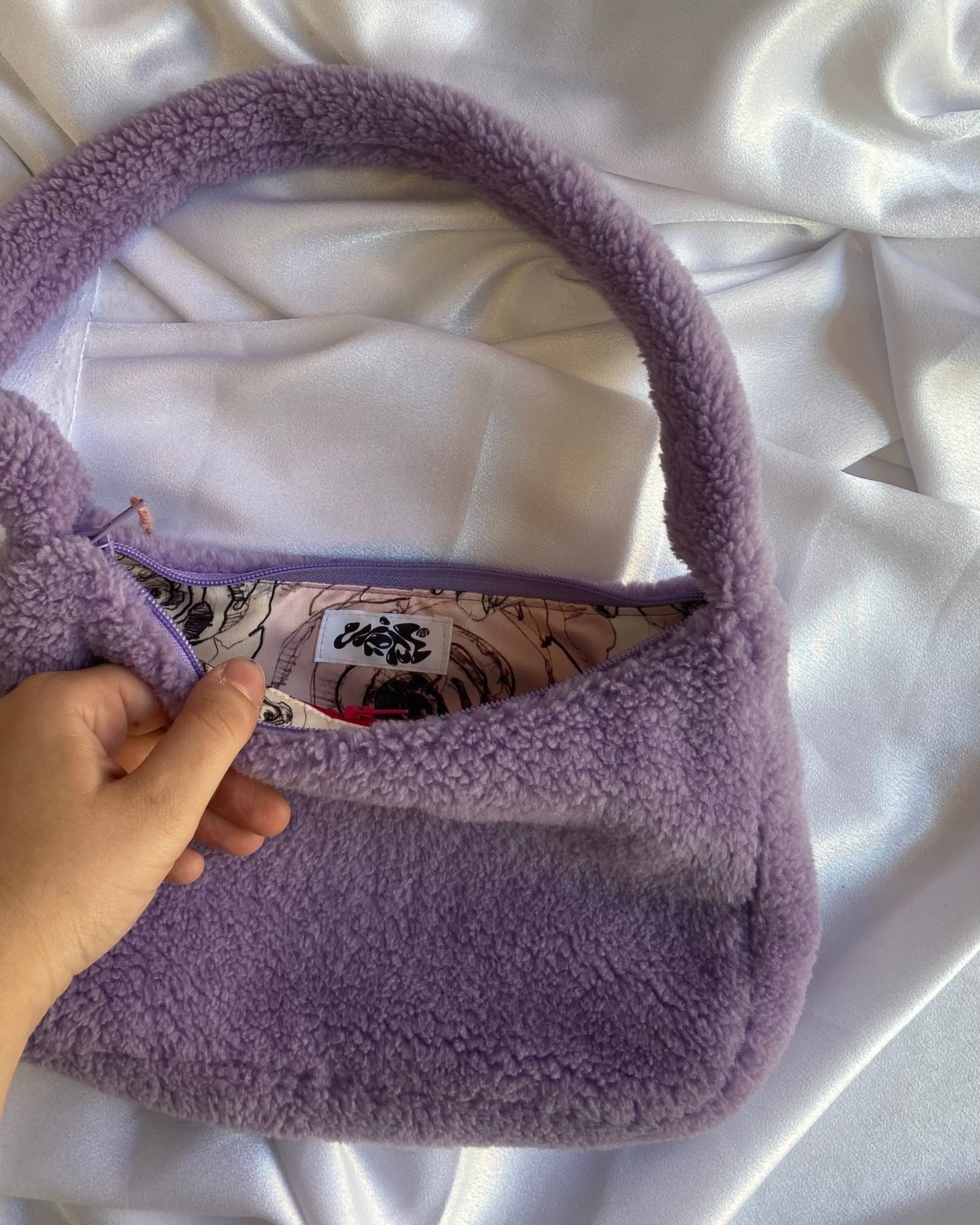 Curly Lilac Fur Bag