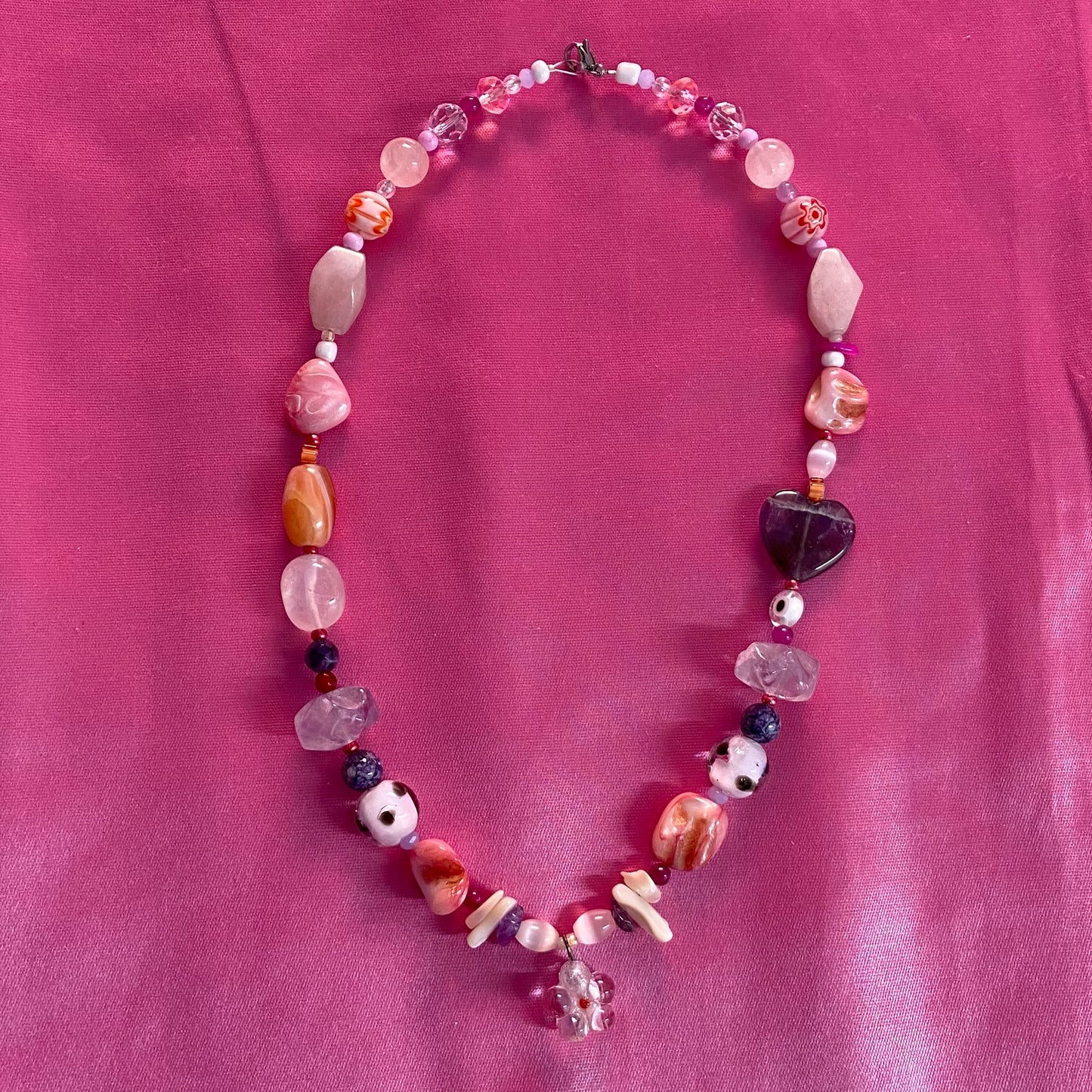 "Pink Flower" Murano Necklace