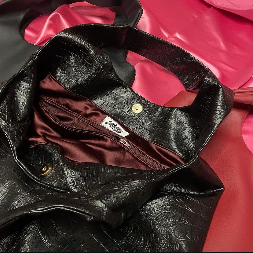 Matte Black Leather Bag