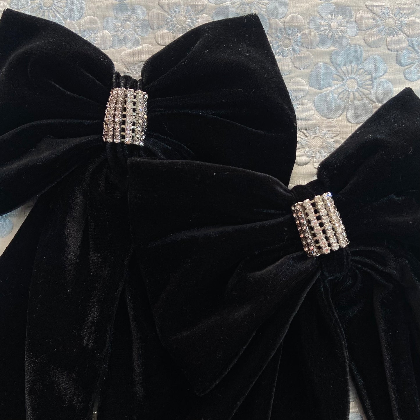 Crystal Black Velvet Bow