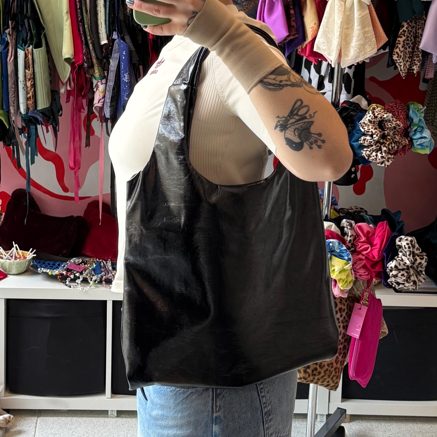 Shiny Black Vinyl Bag