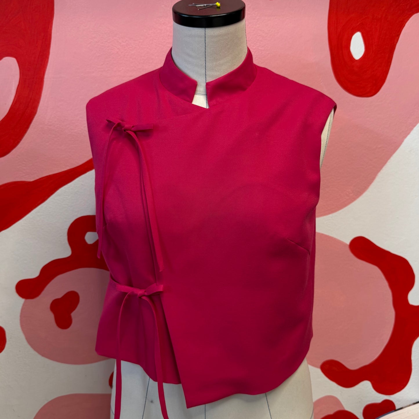 Fuchsia Asymmetrical Wool Vest