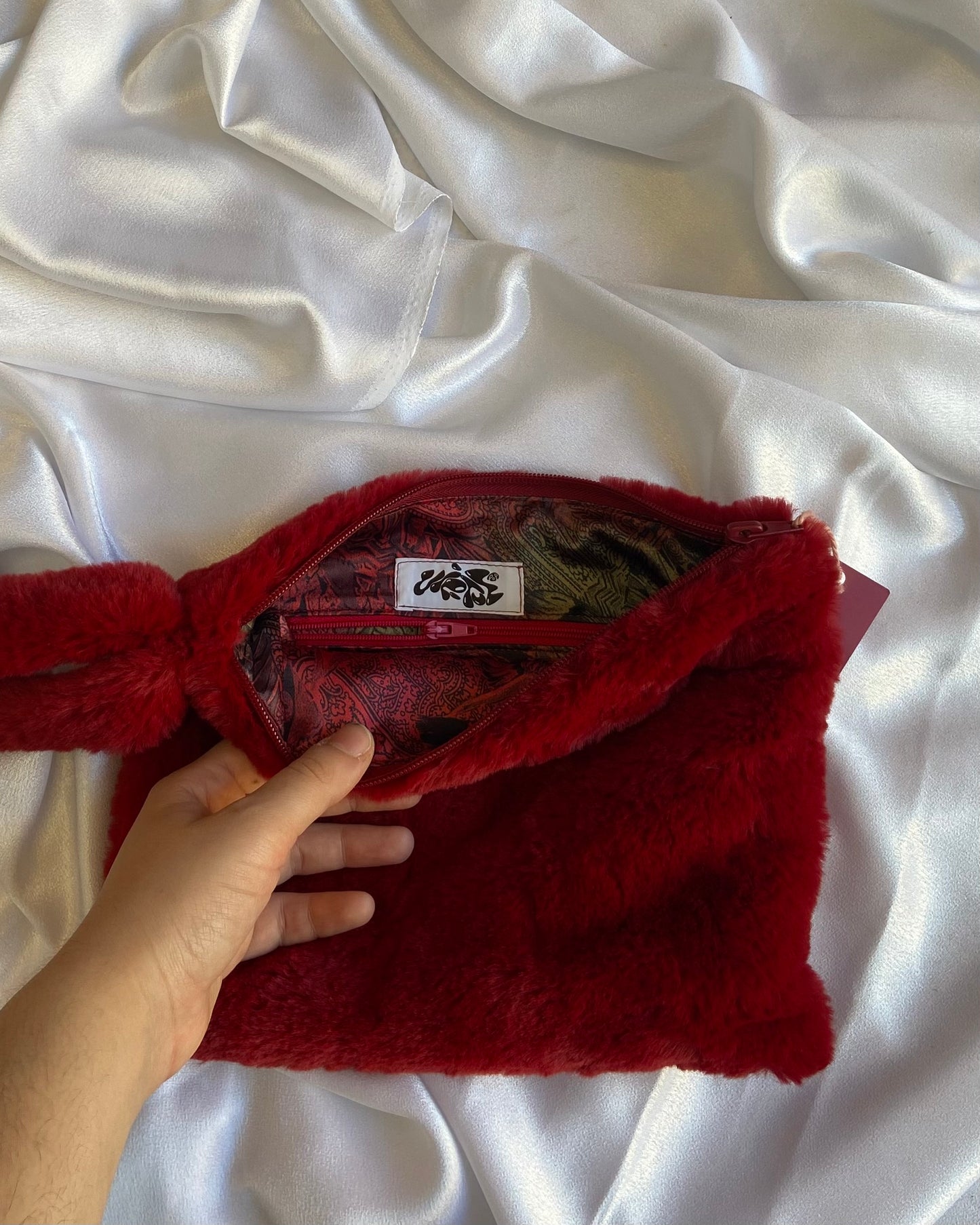 Wine Red Fur Pouch