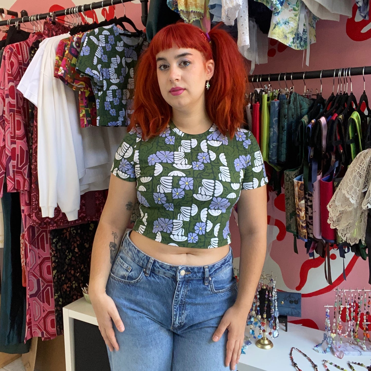 "Urban Flower" Crop Shirt