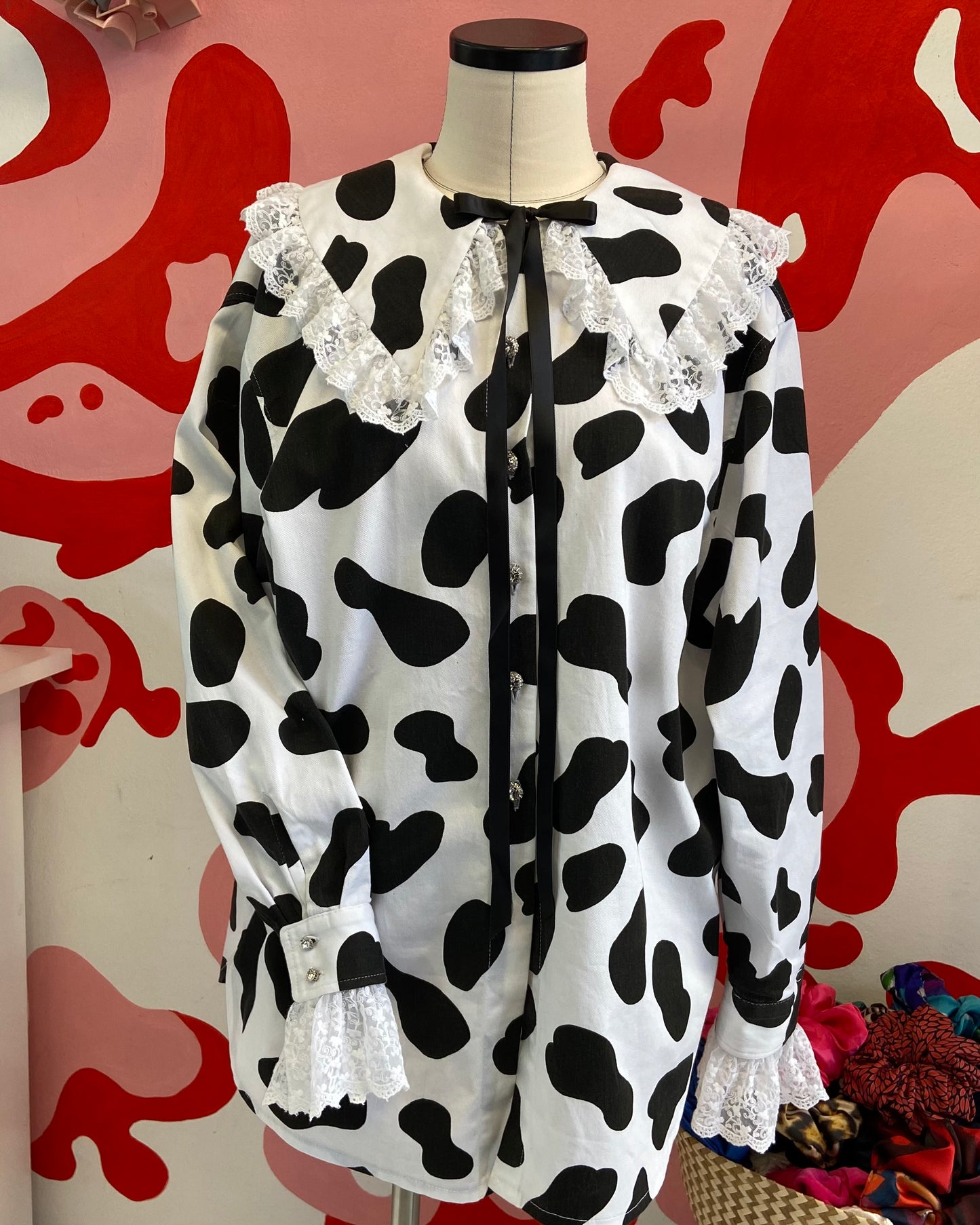 Lolita Cow Print Button Up