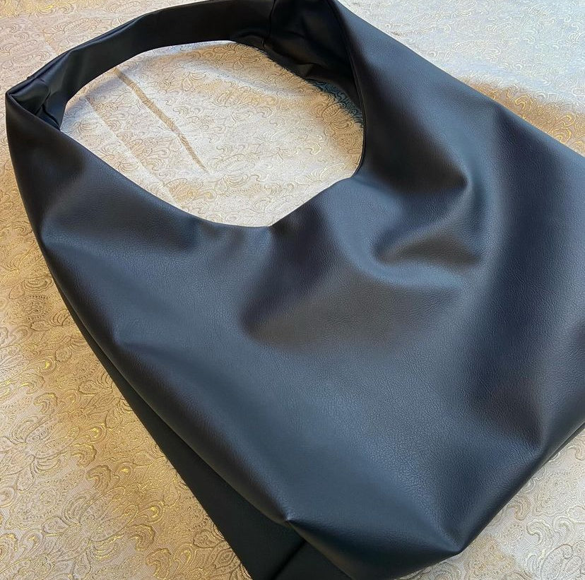 Oversized Black Leather Bag