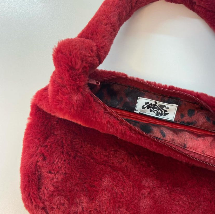 Wine Red Fur Bag