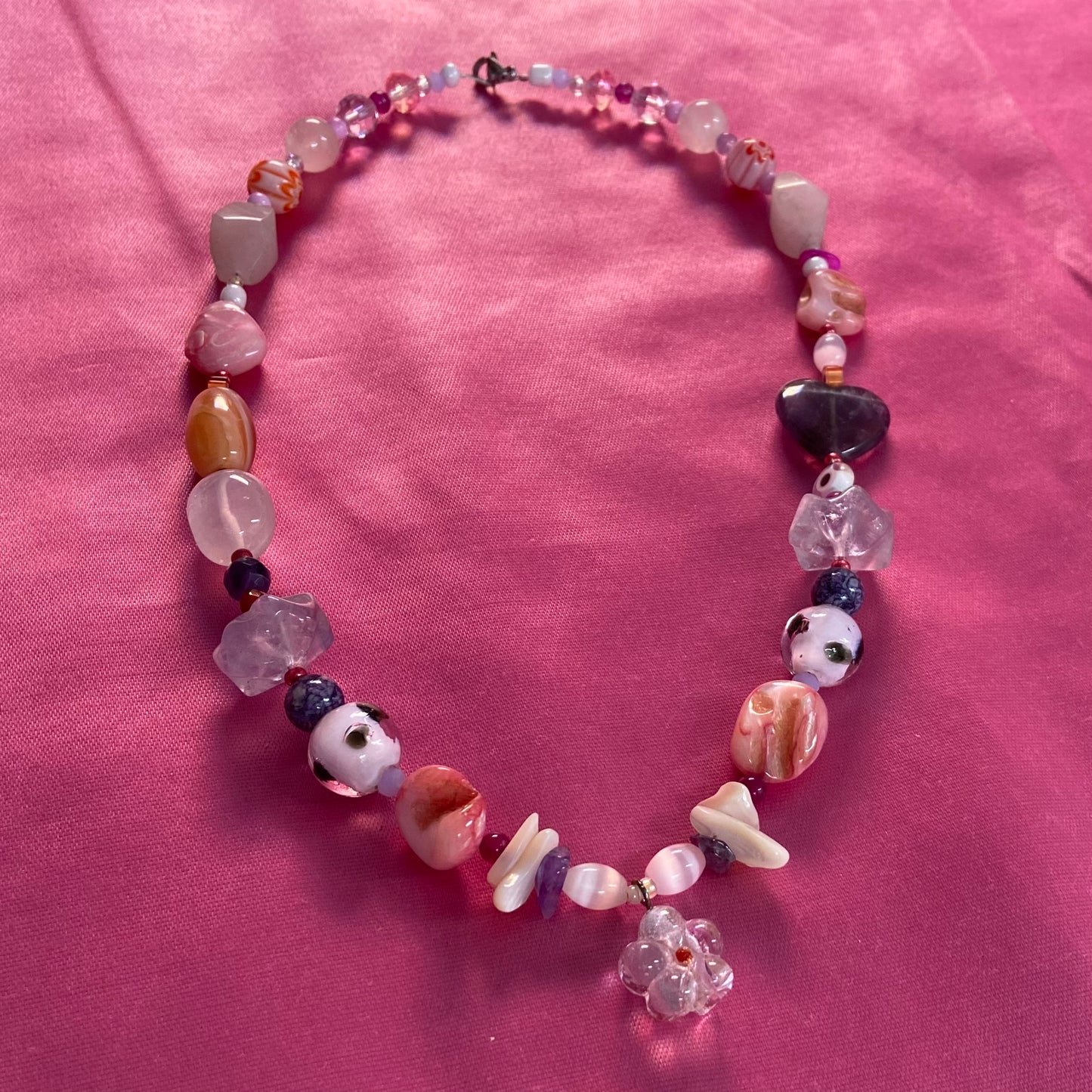 "Pink Flower" Murano Necklace