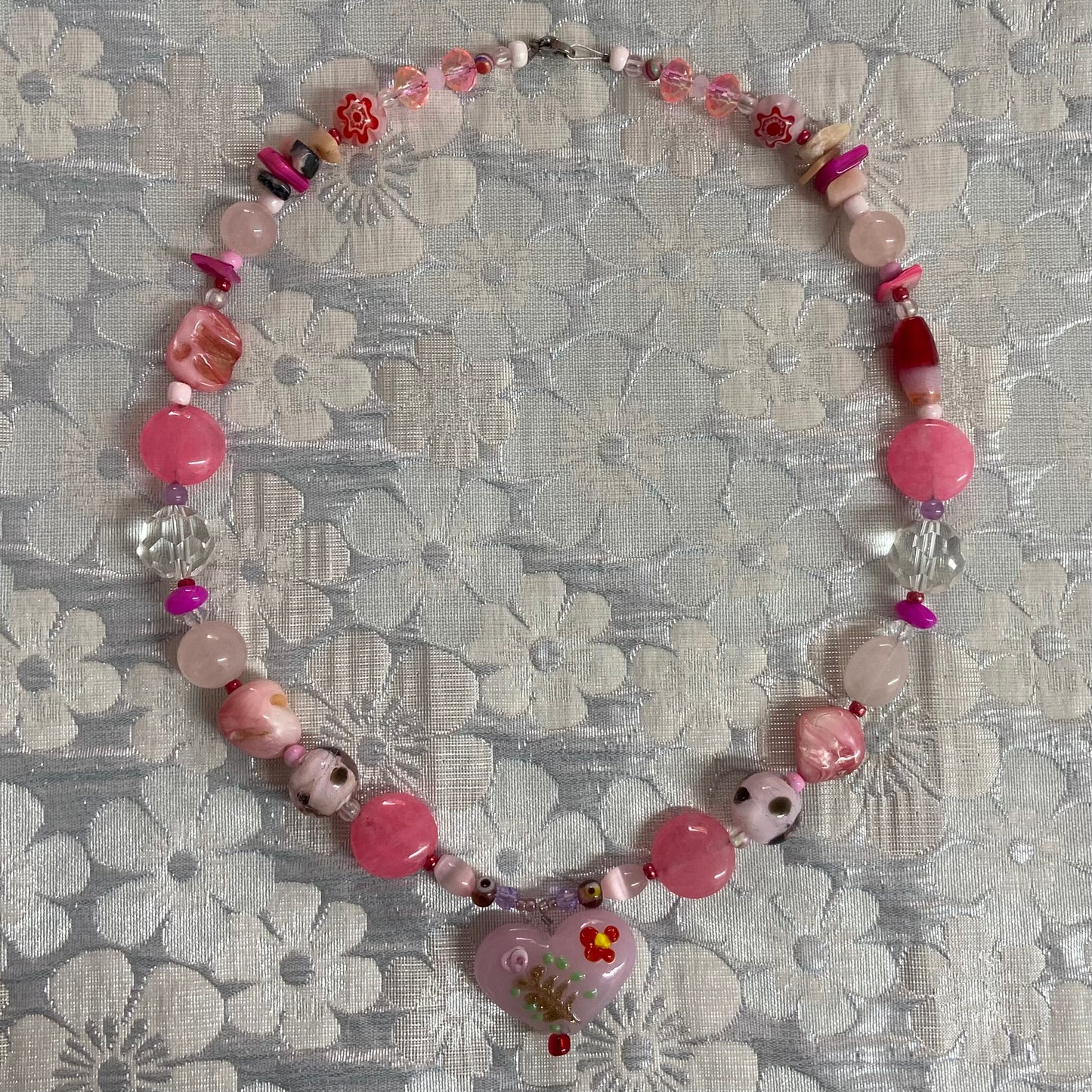 Pink Murano Heart Necklace