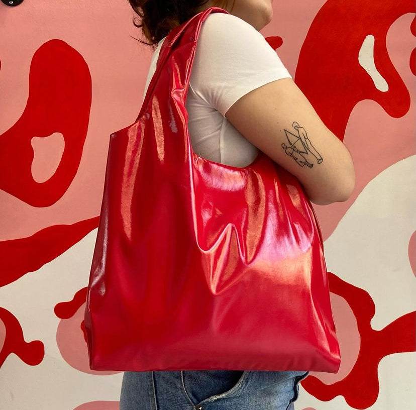 Hot Red Vinyl Bag