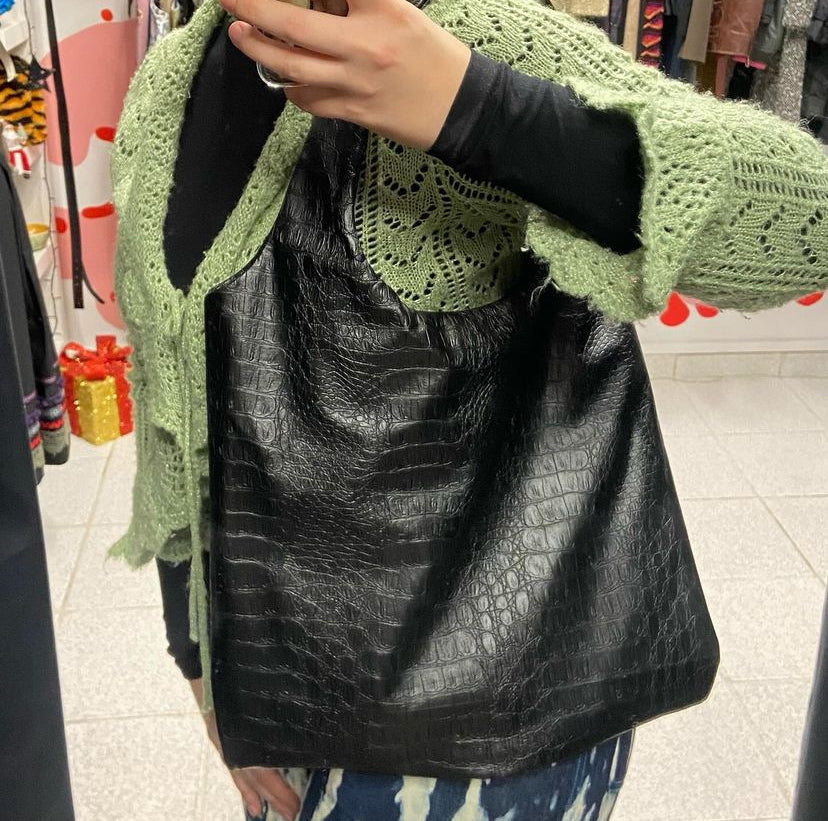 Black “Crocodile” Leather Bag
