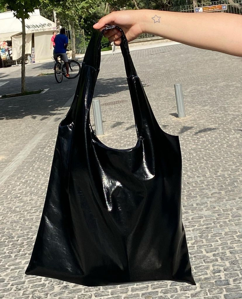 Shiny Black Vinyl Bag