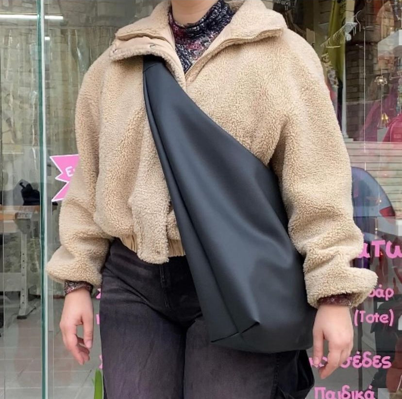 Oversized Black Leather Bag