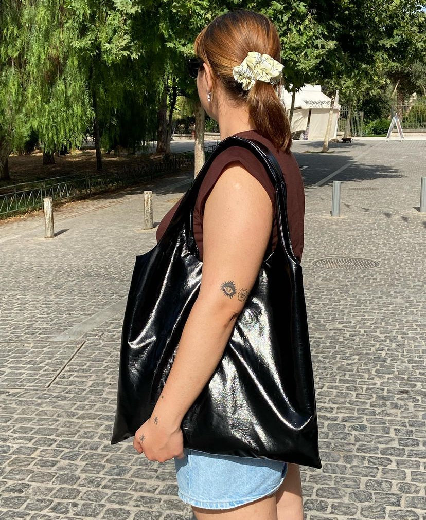 Shiny Black Vinyl Bag