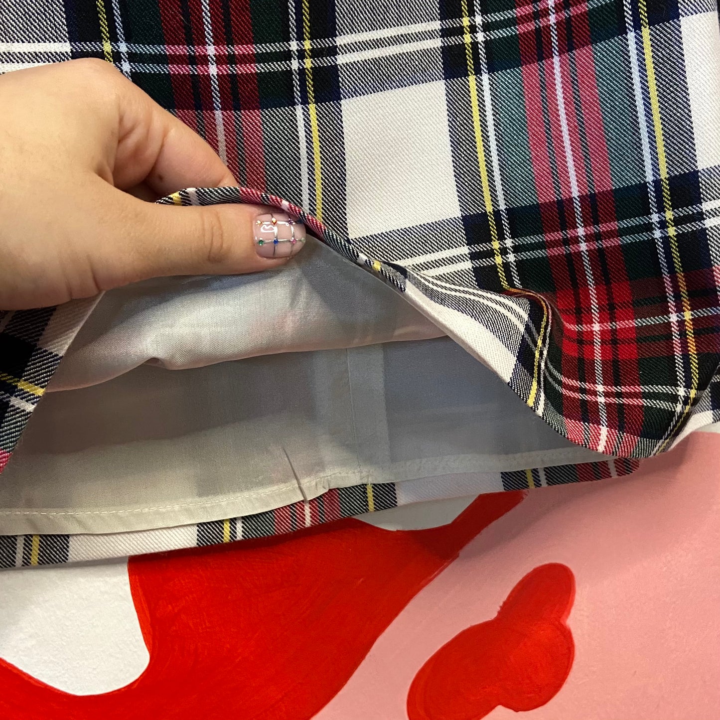 Christmas Checkered Wool Mini Skirt