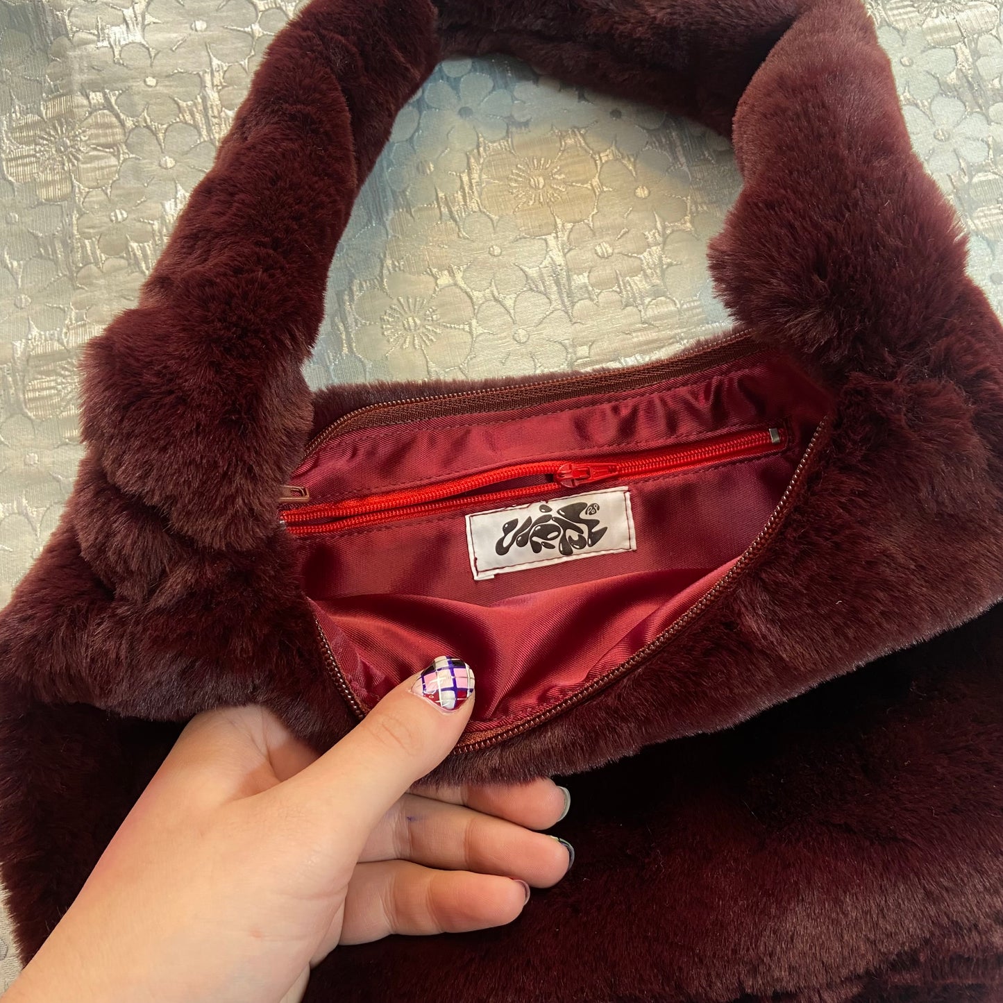 Plum Wine Fur Bag