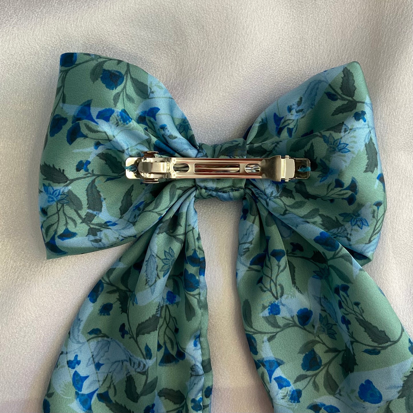 “Blue Garden” Satin Bow