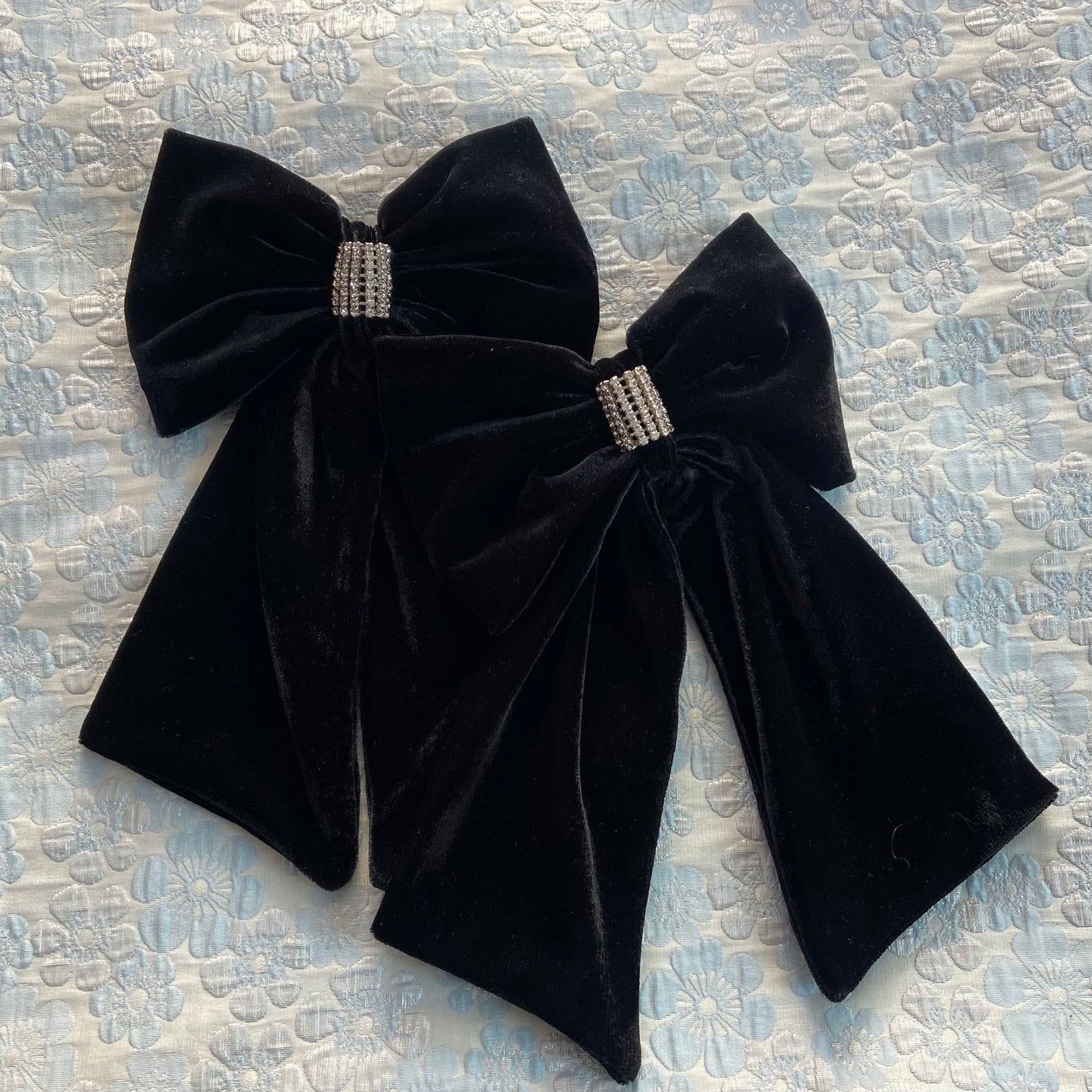 Crystal Black Velvet Bow