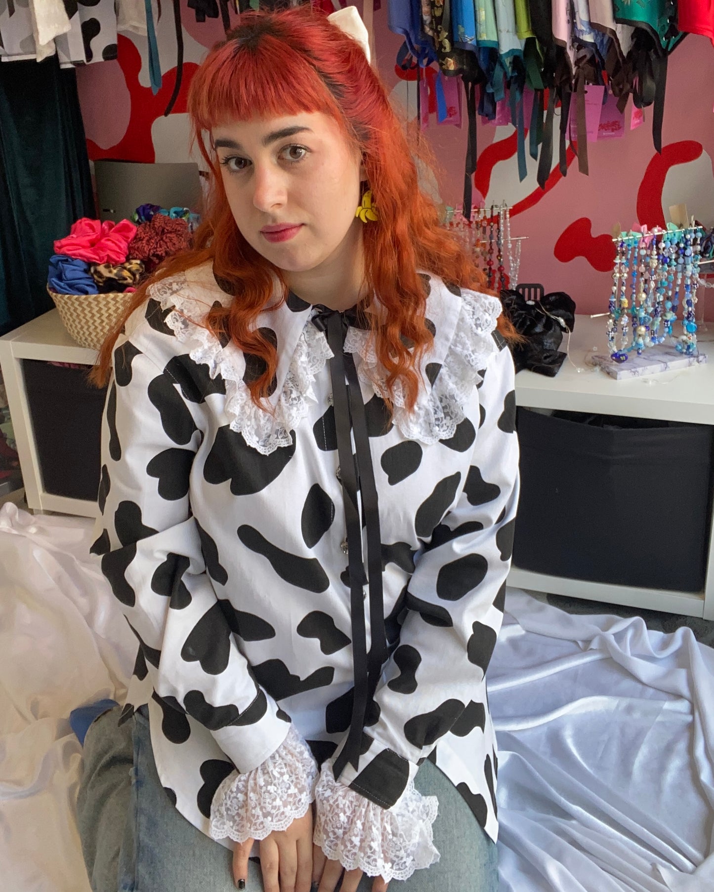 Lolita Cow Print Button Up