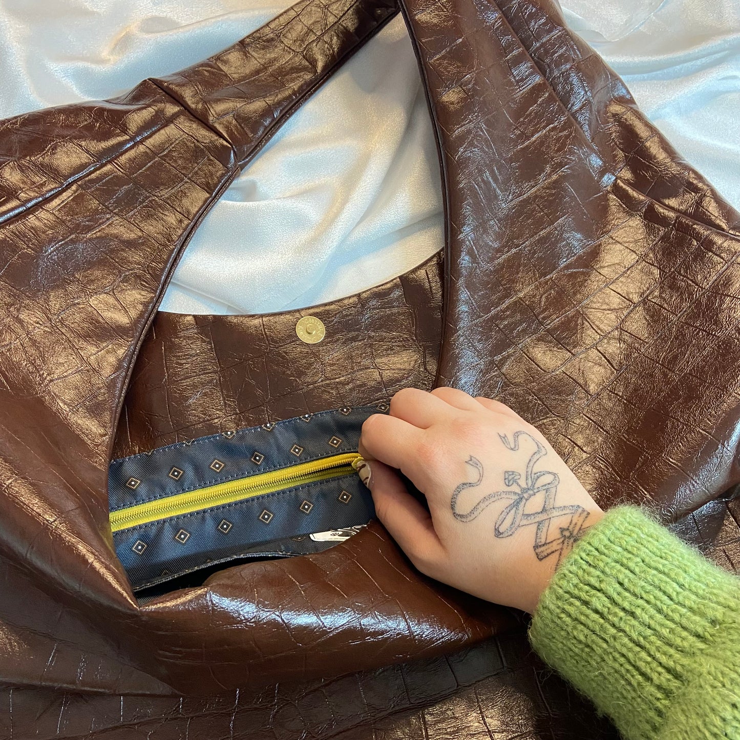 Oversized Brown Leather Bag