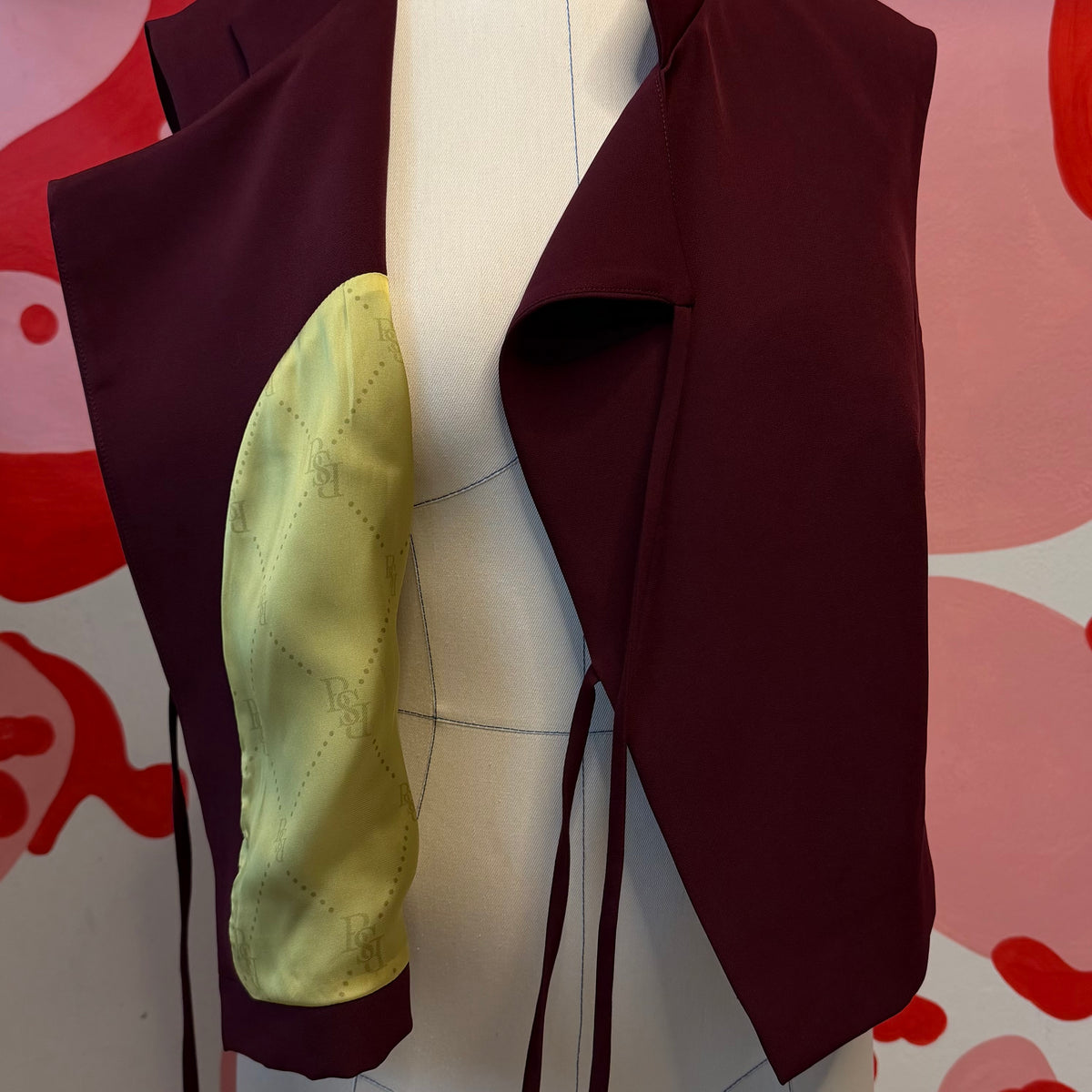 Wine Red Asymmetrical Vest