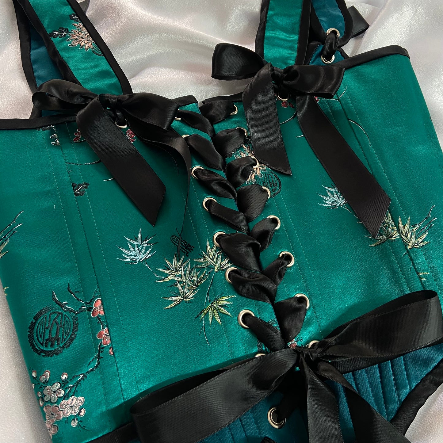 Green Chinese Silk Corset