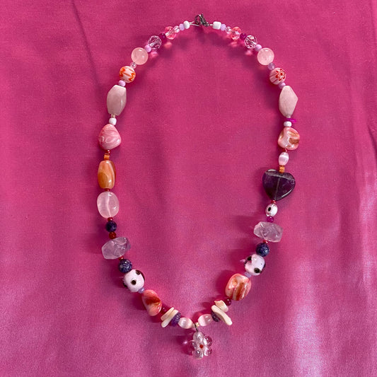 "Pink Flower" Murano Necklace