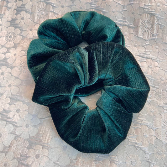 Glitter Striped Green Velvet Scrunchy