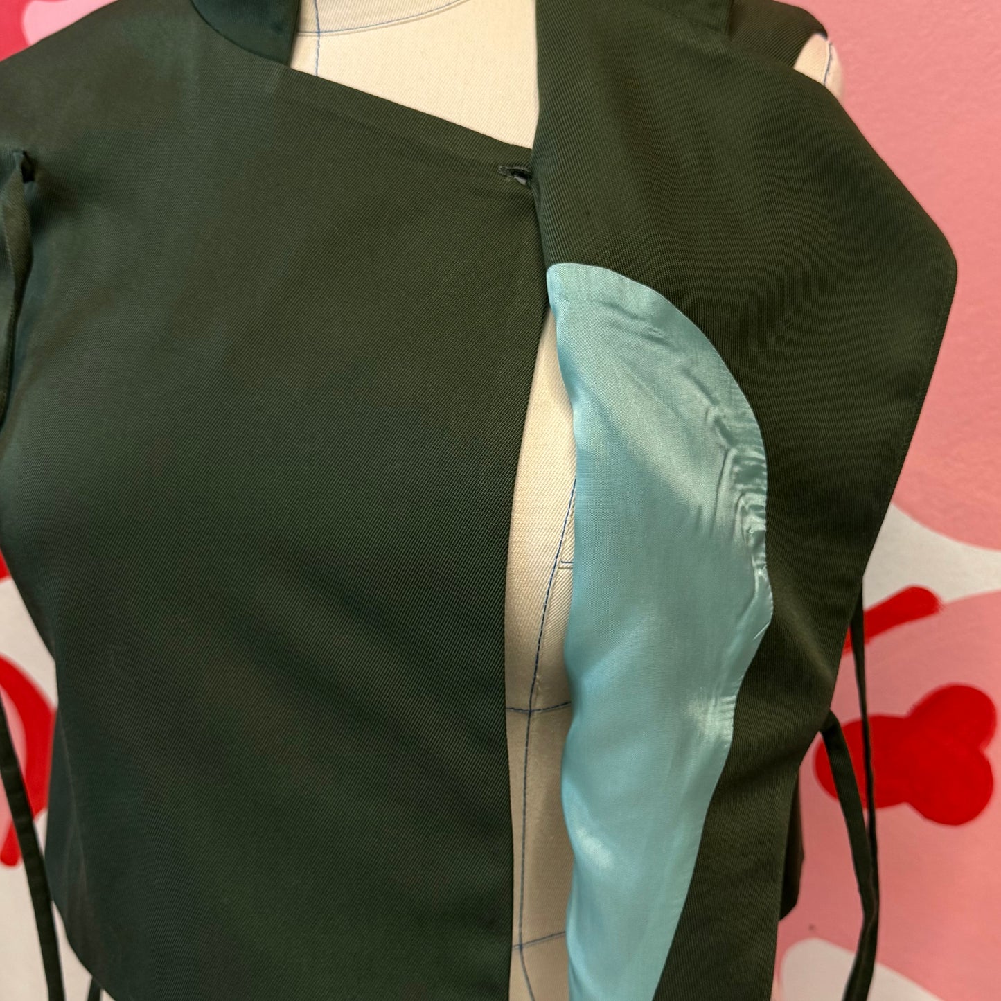 Olive Asymmetrical Wool Vest