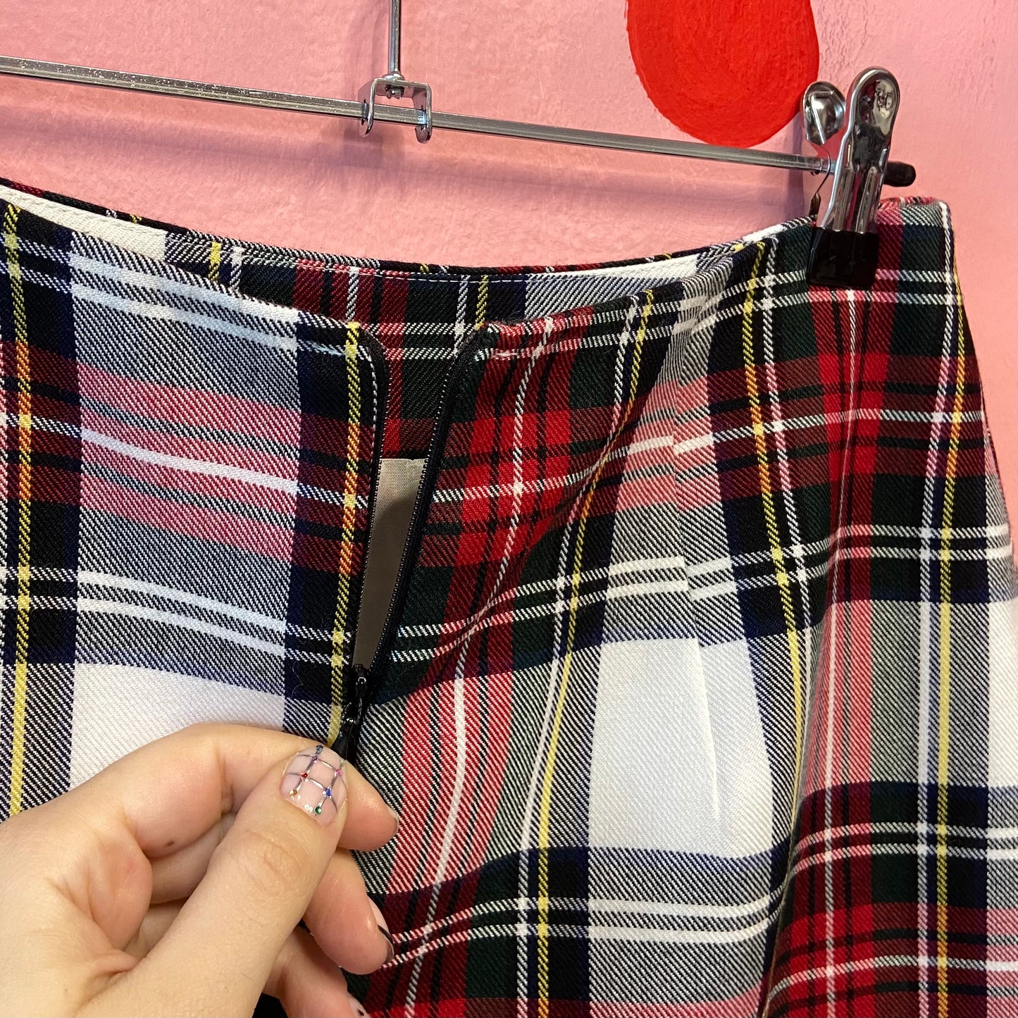Christmas Checkered Wool Mini Skirt
