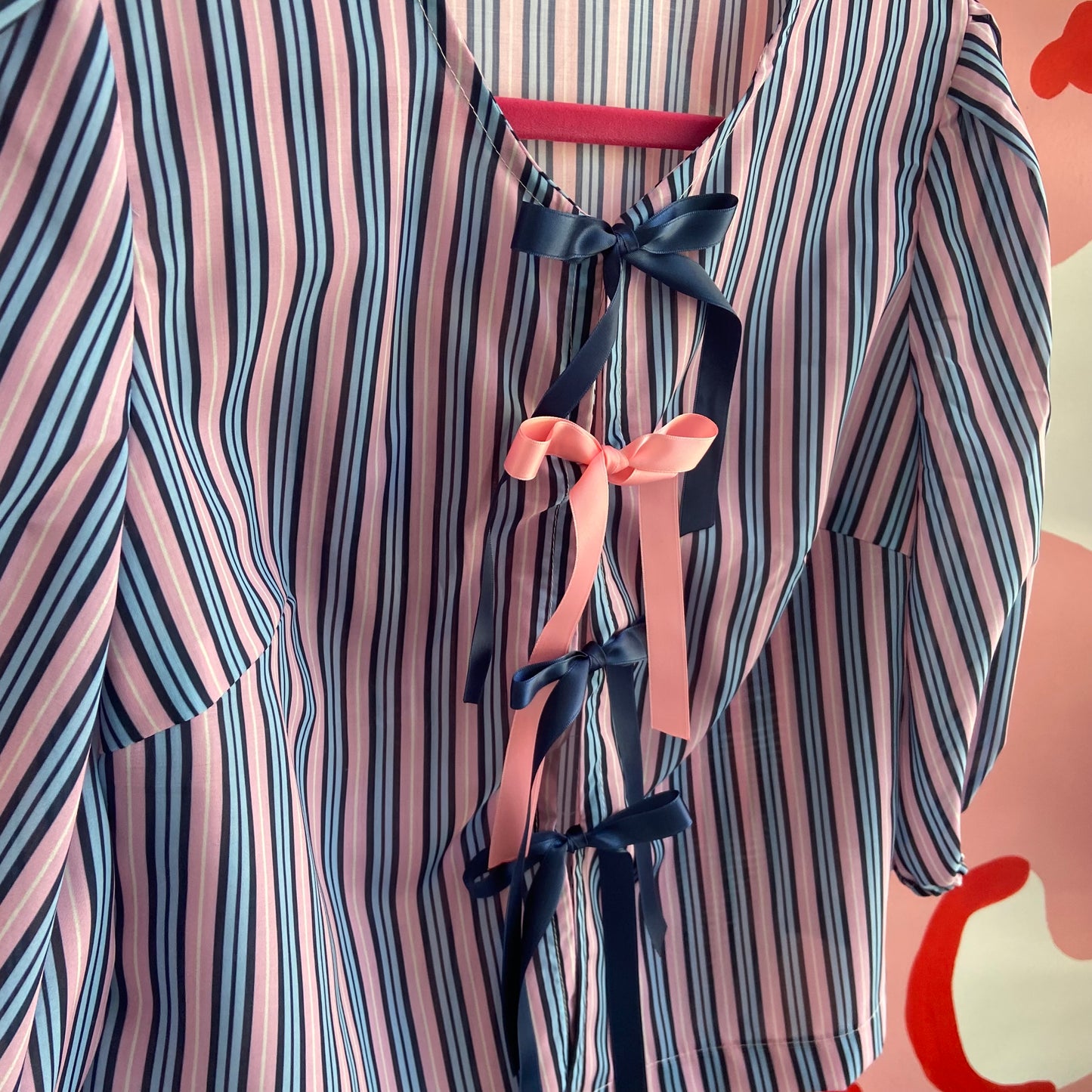 Pink Striped Bow Shirt