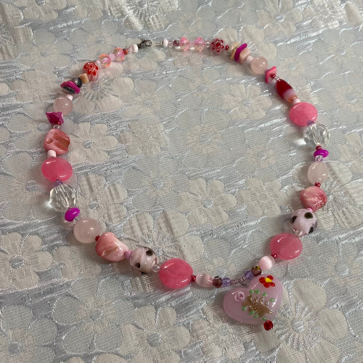 Pink Murano Heart Necklace