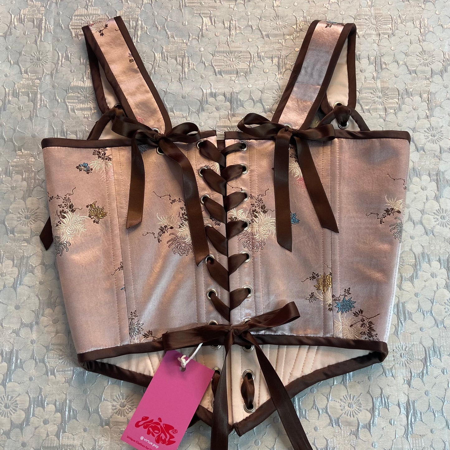 Pink Chinese Silk Corset