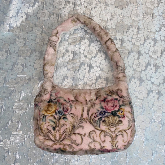 Pink Flowers Fur Bag