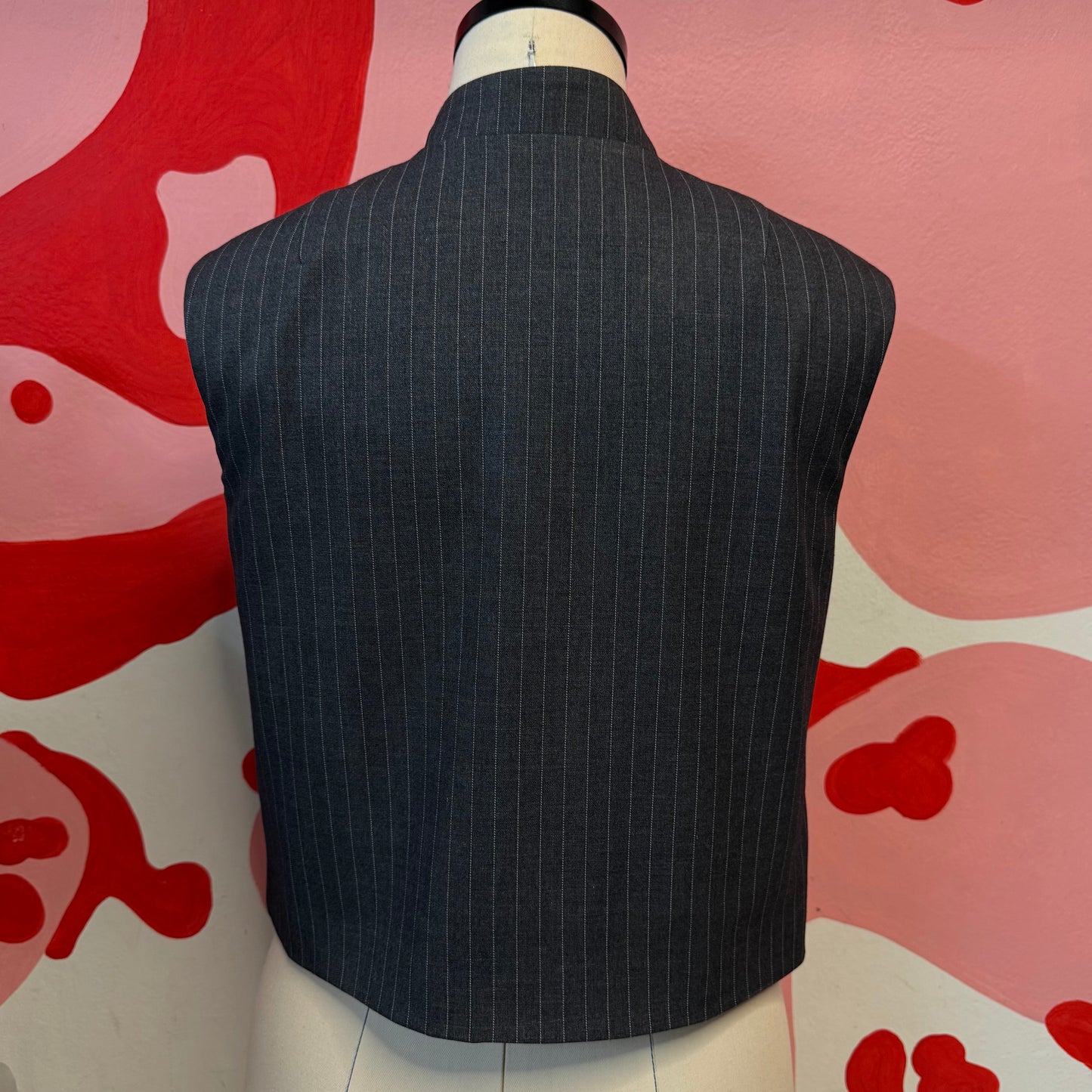 Striped Gray Asymmetrical Vest