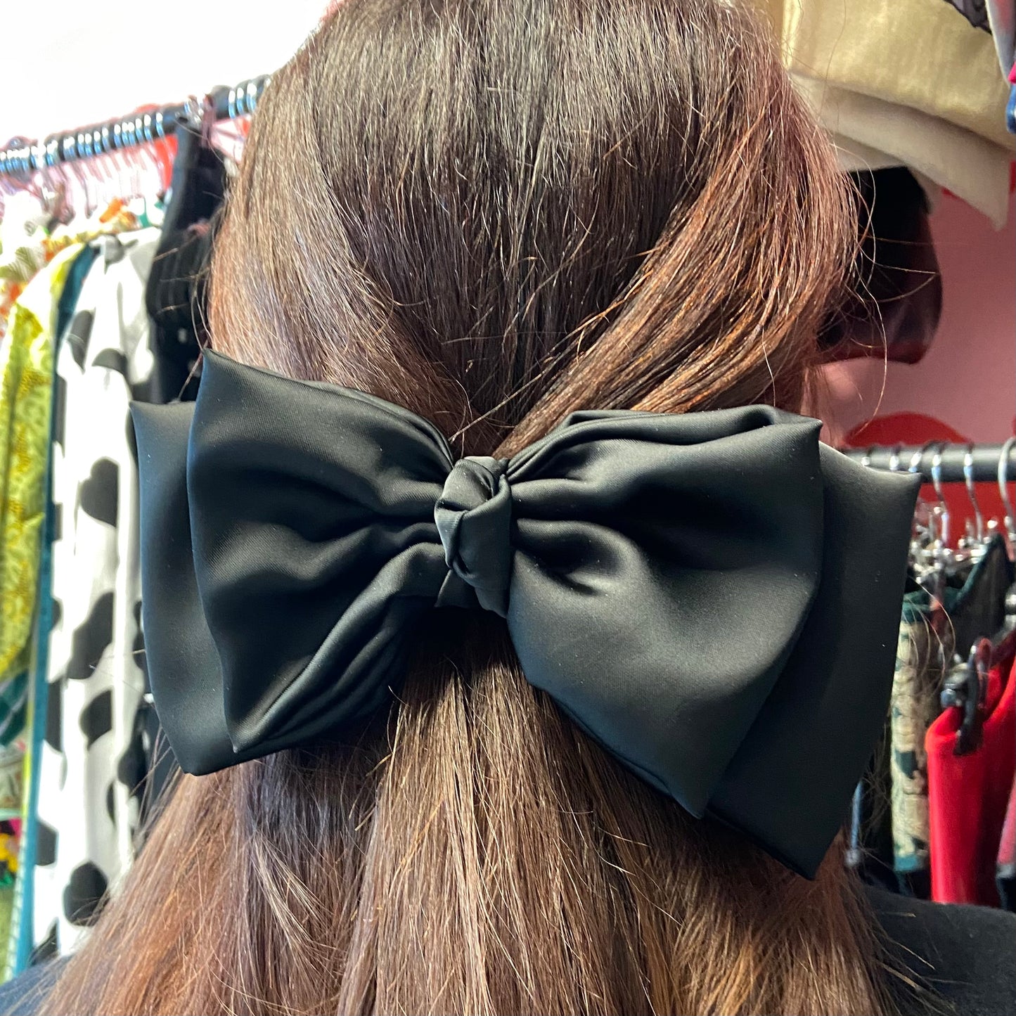 Double Black Satin Bow