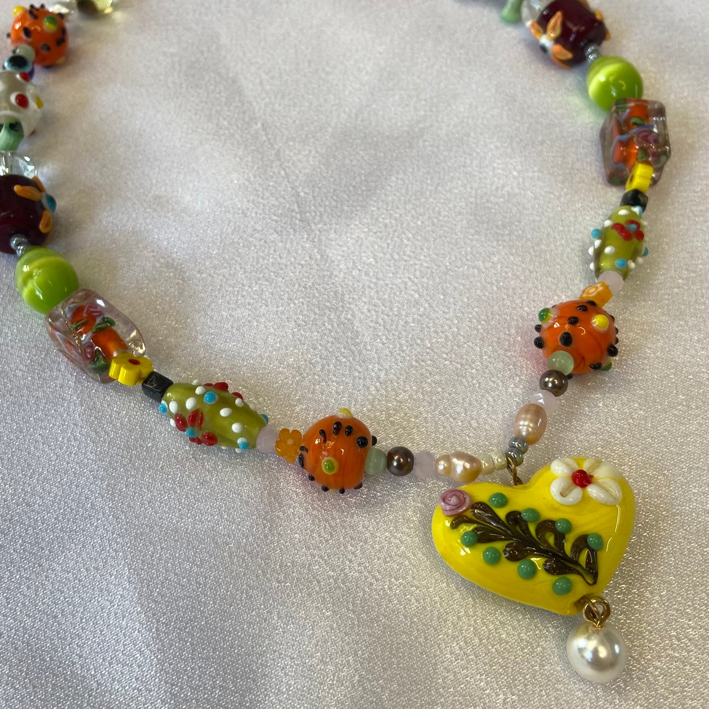 Yellow Murano Heart Necklace