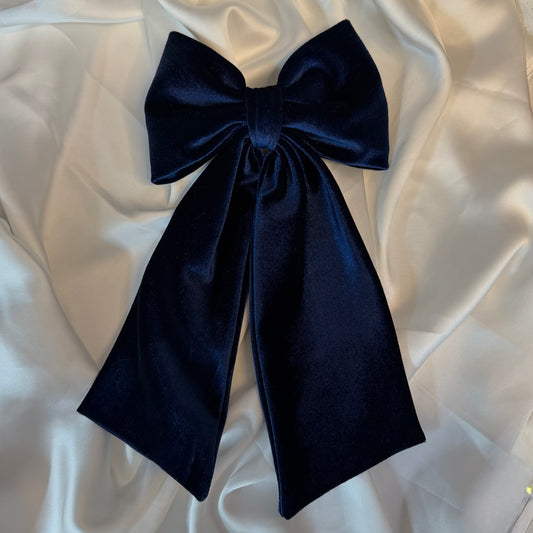 Deep Blue Velvet Bow