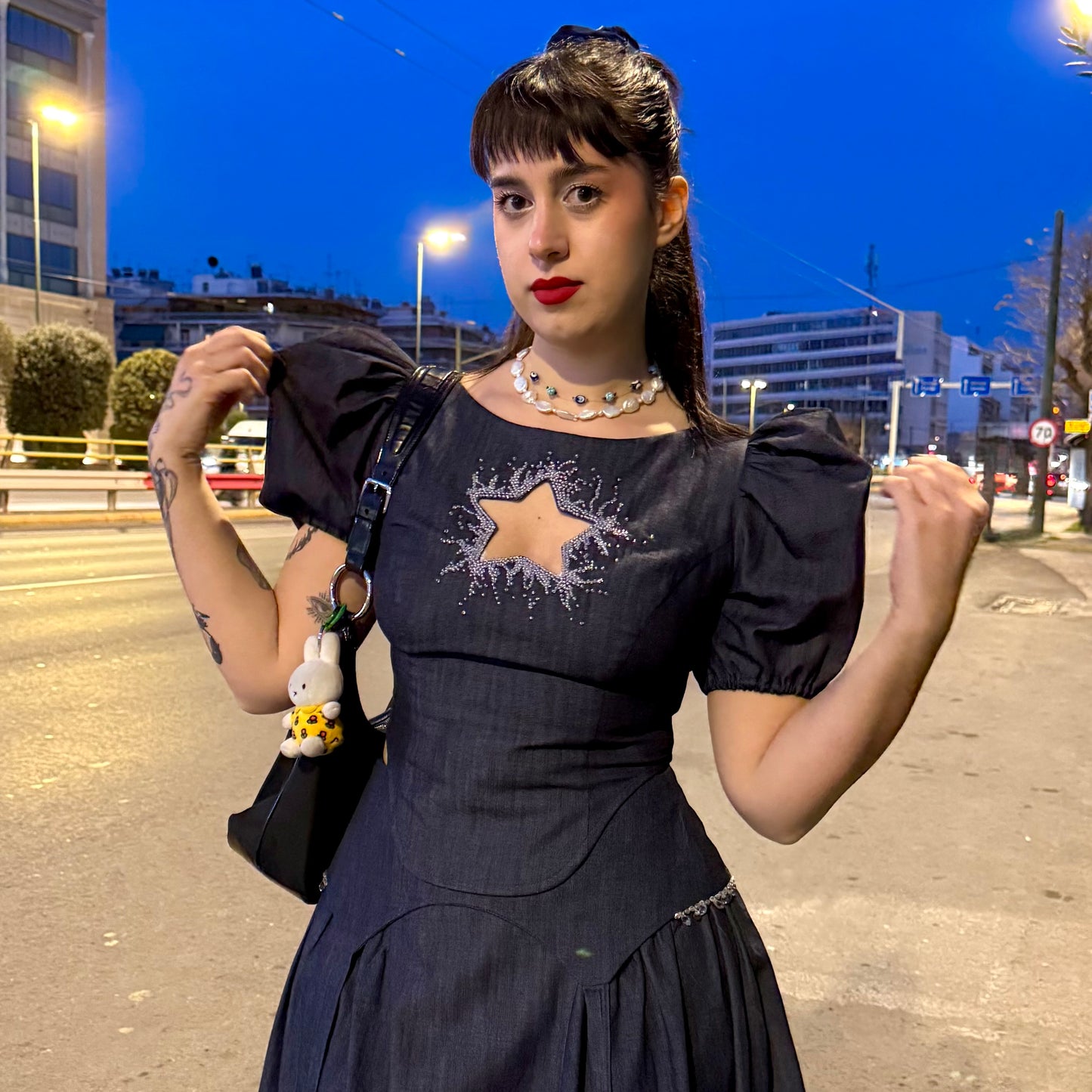 Beaded Denim Star Top