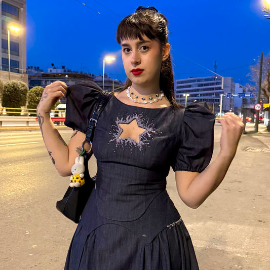 Beaded Denim Star Top
