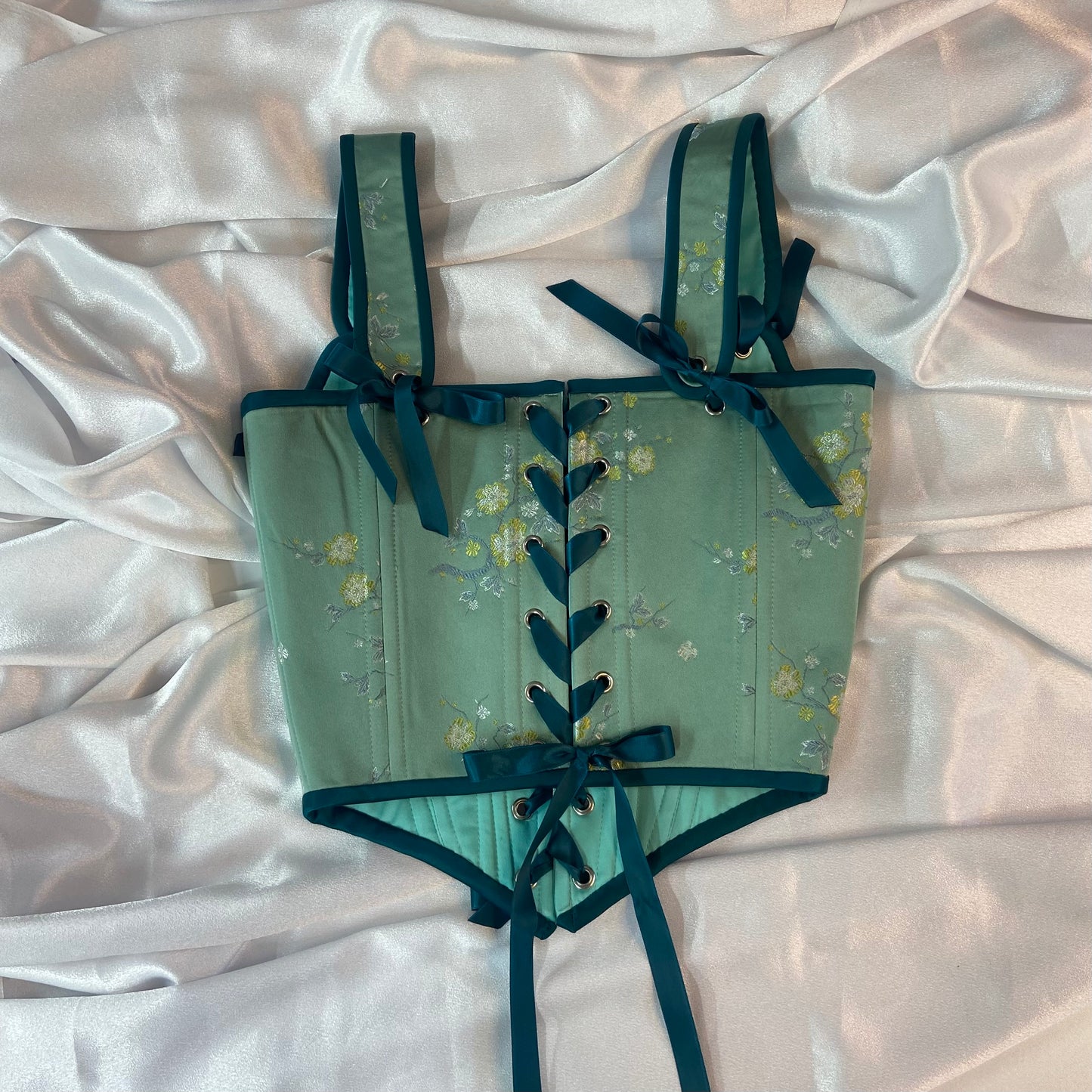 Embroidered Sage Corset