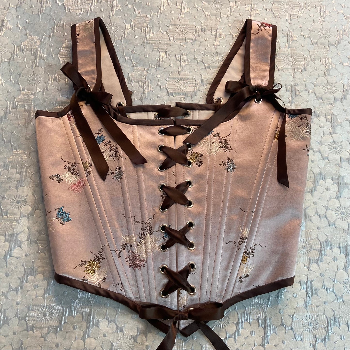 Pink Chinese Silk Corset