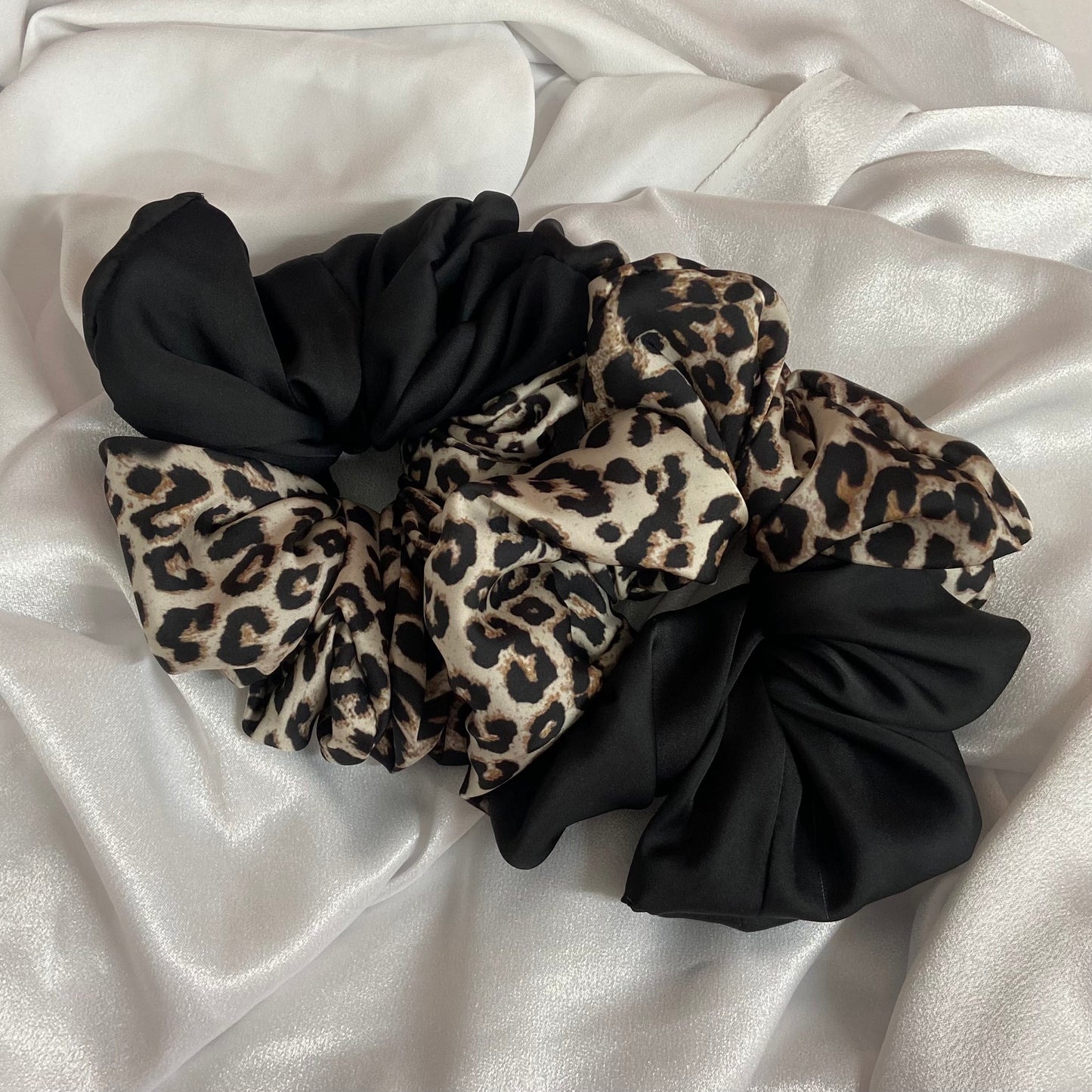 XL Black Leopard Scrunchies