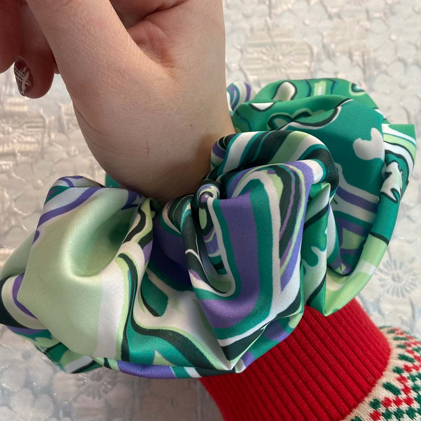 Green Swirls XL Scrunchy