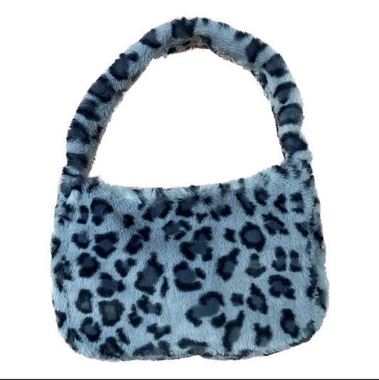 Gray Leopard Fur Bag