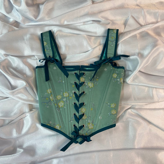 Embroidered Sage Corset