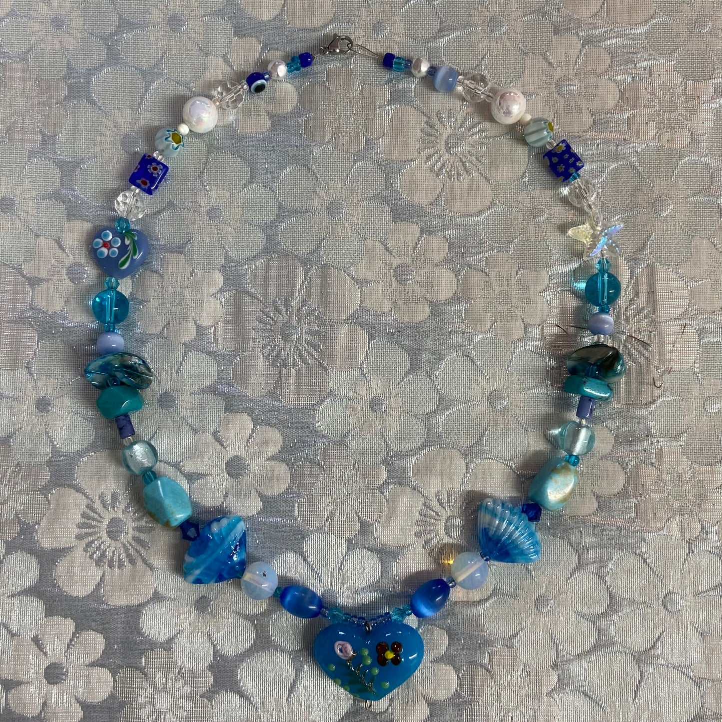 Blue Murano Heart Necklace