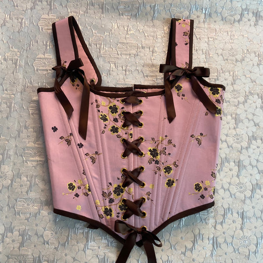 Embroidered Pink Corset