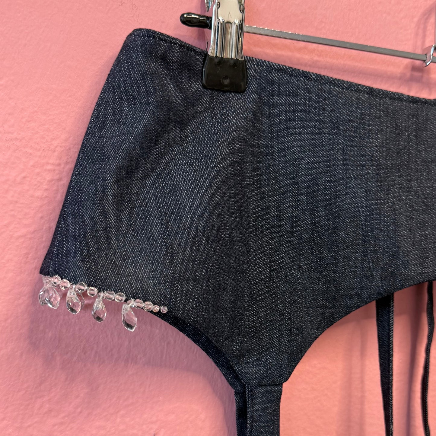 Beaded Denim Garter Belt